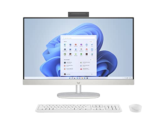 HP 27-cr0001sl All-in-One, AMD Ryzen 5 7520U, 8 GB RAM LPDDR5, 512 GB SSD NVMe, integriertes AMD Radeon, Display mit 27 Zoll FHD IPS, WLAN, integriertes Audio mit 2 W, Windows 11, kein Touch, Weiß