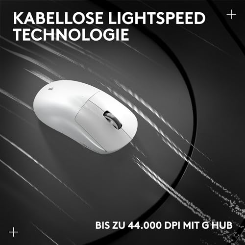 Logitech G PRO X SUPERLIGHT 2 kabellose Gaming-Maus | Für PC/Mac, 60 g Pro-Grade-Maus, 5 programmierbare Tasten, 44K-DPI-Sensor, 8.000 Hz Signalrate, USB-C-Ladefunktion - Weiß