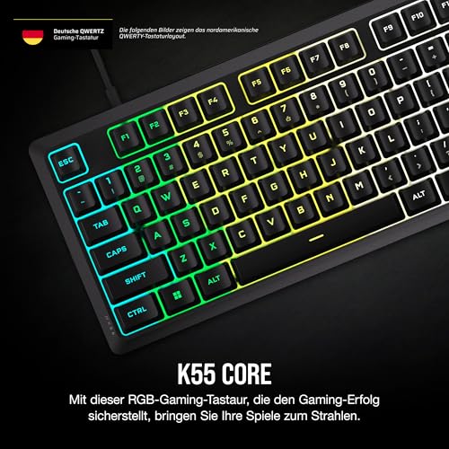 Corsair K55 CORE RGB Membran Kabelgebundene Gaming-Tastatur – Schwarz
