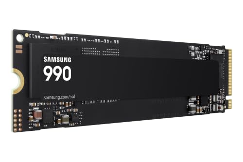 Samsung SSD 990, Interne M.2 NVMe SSD Festplatte, 1TB, PCIe 4.0 x4 | Datenspeicher, NVMe 2.0, Bis zu 7.150/6.450 MB/s Lese-/Schreibgeschwindigkeit, Für Arbeit, Gaming & Kreatives, MZ-V9V1T0BW