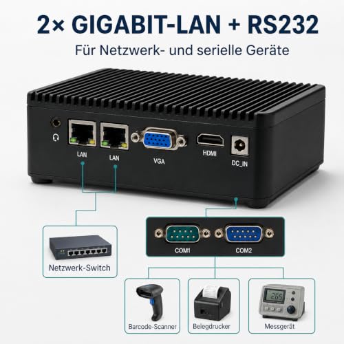 lüfterlos mini pc N2940 8GB RAM 128GB SSD Intel Celeron Fanless Industrie
