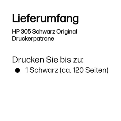 HP 305 Original Negro 1 pieza(s), Schwarz | Tinte für HP DeskJet serie 2700, 4100, HP Envy serie 6020, 6030, 6420, 6430, ~120 Seiten (3YM61AE)
