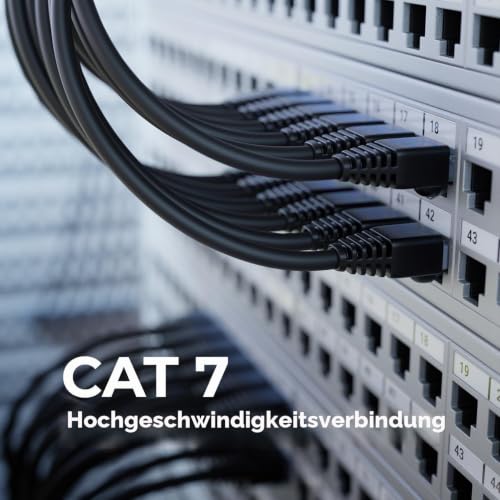 deleyCON 100m CAT7 Verlegekabel Set S/FTP 600MHz 10 Gbit/s - Schwarz | Patchkabel Installationsset Outdoor Indoor, inkl. Crimpzange, Kabelbinder & 50 RJ45 Stecker, AWG 26 BC Kupfer