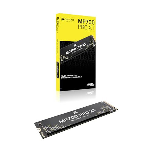 Corsair MP700 PRO XT 4TB PCIe 5.0 NVMe M.2 SSD – Bis zu 14.900 MB/s, Gen5-Geschwindigkeit, DirectStorage Ready für Gaming-PCs – Schwarz
