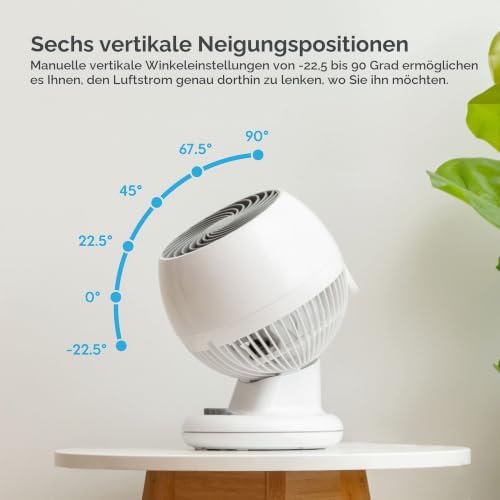 Iris Ohyama Woozoo, Leiser, leistungsstarker & tragbarer Tischventilator, 13m², Reichweite 12m, Oszillation, Vertikale Neigung, Büro - Woozoo PCF-M15 - Schwarz