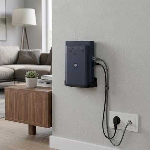Wandhalterung für Telekom Speedport 7 Router WLAN Halterung Halter Wandhalter mit Kabelmanagment inkl. Befestigungsmaterial V2026 - Made in Germany