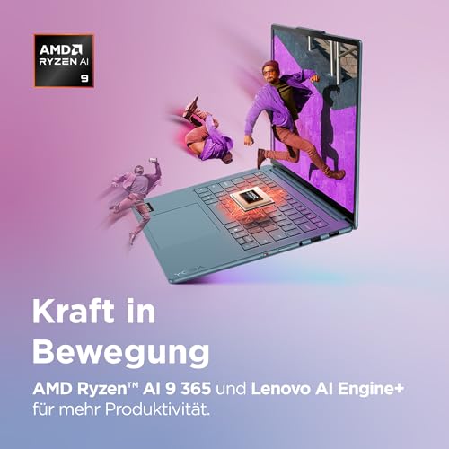 Lenovo Yoga Pro 7 Laptop | Copilot+PC | 14.5" 3K OLED Display | AMD Ryzen AI 9 365 | 32GB RAM | 1TB SSD | AMD Radeon GPU | Win11 Pro | QWERTZ Beleuchtet | Tidal Teal | 3 Monate Premium Care
