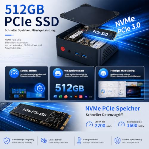 AWOW AK12 Mini-PC, AMD Ryzen 5 R2514 Embedded (4C/8T, bis 3.7 GHz, 15 W), 16 GB DDR4, 512 GB PCIe 3.0 SSD, Radeo Vega Graphics, Dual-4K HDMI 2.0/DP 1.2, USB-C, Wi-Fi 5/BT 5.0, Gigabit LAN
