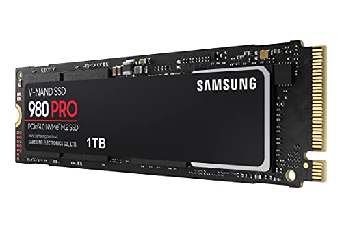 Samsung 980 PRO NVMe M.2 SSD, 1 TB, PCIe 4.0, 7.000 MB/s Lesen, 5.000 MB/s Schreiben, Interne SSD für Gaming und Videobearbeitung, MZ-V8P1T0BW