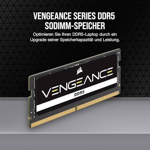 CORSAIR Vengeance SODIMM DDR5 RAM 24GB (1x24GB) Bis zu 5600MHz CL48-48-48-90 1.10V Intel XMP 3.0 Laptop-Speicher – Schwarz (CMSX48GX5M2A5600C48)