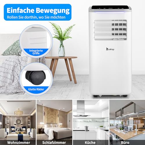 LEADZM Mobile Klimagerät 10000BTU 1120W bis 32㎡ Abluftschlauch | Kompakte mobile Klimaanlage für Wohnzimmer Büros