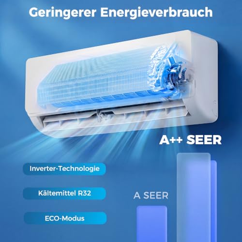 COSTWAY Klimaanlage Split 18000 BTU, 3,4kW Inverter Klimagerät leise mit Heizfunktion, WiFi & App & R32 Kältemittel, Klimasplittgeräte inkl. Montagematerial, Air Conditioner
