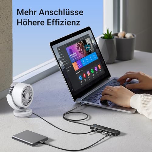 UGREEN 4-Port USB 3.0 Hub USB Verteiler Multiport Adapter 5Gbps (60cm) | USB Splitter für MacBook, iMac, Surface, Dell, Thinkpad, USB Stick, Mobile HDD, Desktop PC und mehr