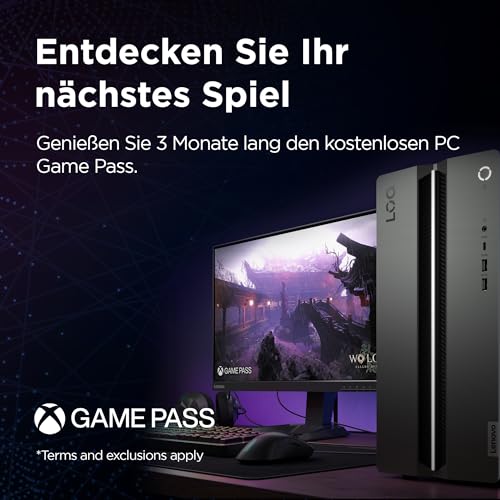 Lenovo LOQ Tower Gaming Desktop-PC | NVIDIA GeForce RTX 4060 | Intel Core i5-14400F | 16GB RAM | 1TB SSD | Windows 11 | Luna Grau - Raven Schwarz Gehäuse | 17L | 3 Monate GamePass
