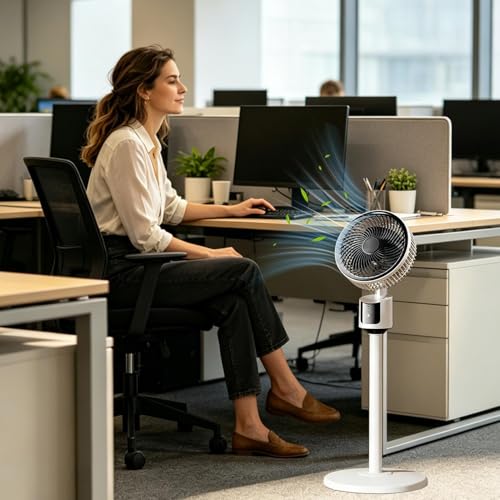 Gungtj Bodenventilator, leistungsstark, leise Kühlung, Luftzirkulation, betriebener Ventilator, Luftzirkulator, für Zuhause, Schlafzimmer, Wohnzimmer, Büro, Studentenwohnheim, Wohnung, Innen- und