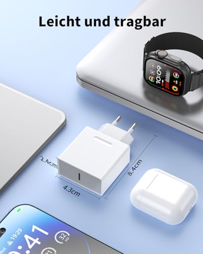 25W Schnellladegerät und Ladekabel für iPhone 14/14 Plus/14 Pro/14 Pro Max/13 12 11 SE, 4-Pack USB C Ladegerät 2M Schnellladekabel Stecker Netzteil Power Adapter Ladestecker Netzstecker