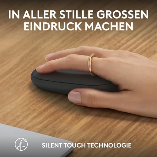 Logitech - Mouse Wireless - Pebble Mouse 2 M350s - Grafite - (910-007015) | Sondertasten, schlank, mobil, Easy-Switch - Windows, macOS, iPadOS, Android, ChromeOS, Deutsches QWERTZ - Graphit