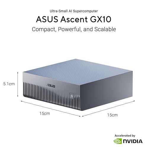 ASUS Ascent GX10-GG0026BN 2TB KI Supercomputer (NVIDIA GB10 Grace Blackwell Superchip, 1 petaFLOP -Leistung, 128 GB Speicher, DGX Spark, NVLink-C2C, ConnectX-7, kompakt)
