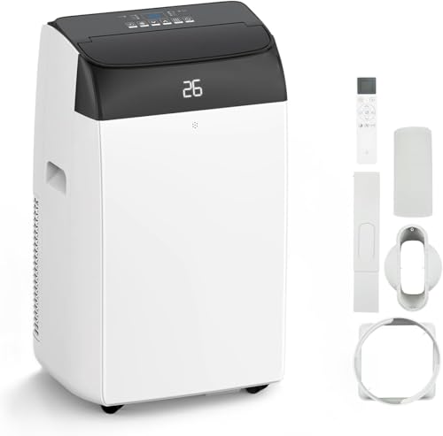 Klimaanlage Mobil 10000 BTU, A++ Energieeffizienz, R290 Kältemittel, 4‑in‑1 Mobile Klimageräte Ohne Außeneinheit, Kühlung, Entfeuchtung, Ventilator, Follow‑Me, Leise Bis 50 DB, Inkl. Fensterabdichtung