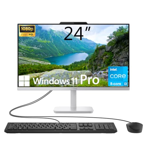 Lenovo 61cm A100 All-in-One Desktop Computer, 8-Core Intel Core i3-N305 CPU | 16 GB RAM, 512 GB SSD, Wi-Fi 6, HDMI, kabelgebundene Tastatur und Maus, Windows 11 Pro