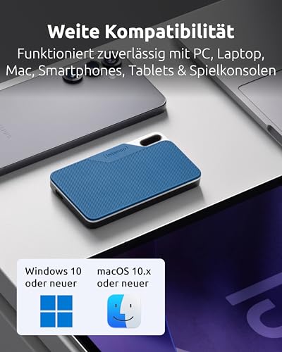Intenso TX100 500GB - Externe SSD USB 3.2 Gen 1x1 Tragbare Festplatte | Bis zu 500 MB/s Lesegeschwindigkeit - Kompakter Speicher fuer PC, Laptop, Mac, PS5 & Xbox - Robust und Stossfest
