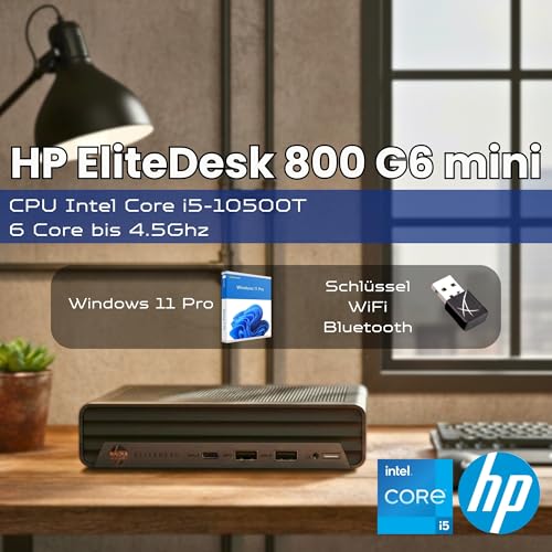 HP EliteDesk 800 G Intel i5 Business Office Multimedia Computer mit 24 Monaten Garantie! USB 3.0 | WLAN | Windows 11 Prof. 64-Bit inkl USB Stick (800 G6 | 16GB RAM | 512GB SSD | W11 Pro)