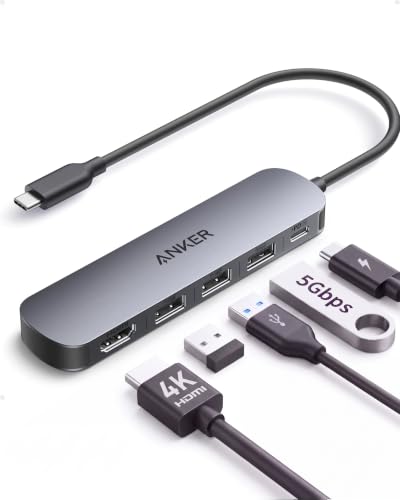 Anker 5-in-1 USB C Hub, 4K@30Hz HDMI mit 90W Max | Power Delivery, USB A Anschlüsse, kompakt und stylisch für MacBook, Dell XPS und mehr (Ladegerät separat erhältlich)