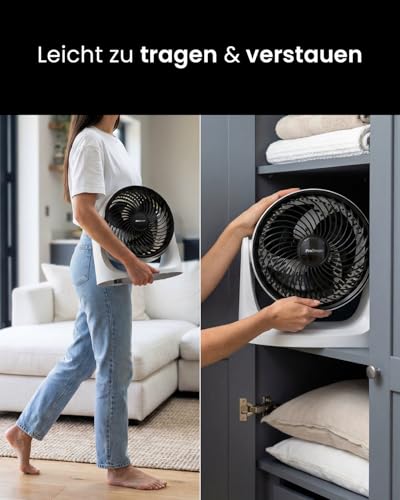 Pro Breeze AirFlo Mini Tischventilator – Leiser Turbo Ventilator mit 3 Stufen, 90° Neigung und kraftvollem Luftstrom bis 4,2 m/s, kompakt für Schreibtisch, Schlafzimmer & Büro