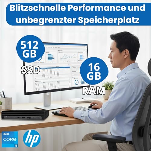 HP EliteDesk 800 G Intel i5 Business Office Multimedia Computer mit 24 Monaten Garantie! USB 3.0 | WLAN | Windows 11 Prof. 64-Bit inkl USB Stick (800 G6 | 16GB RAM | 512GB SSD | W11 Pro)
