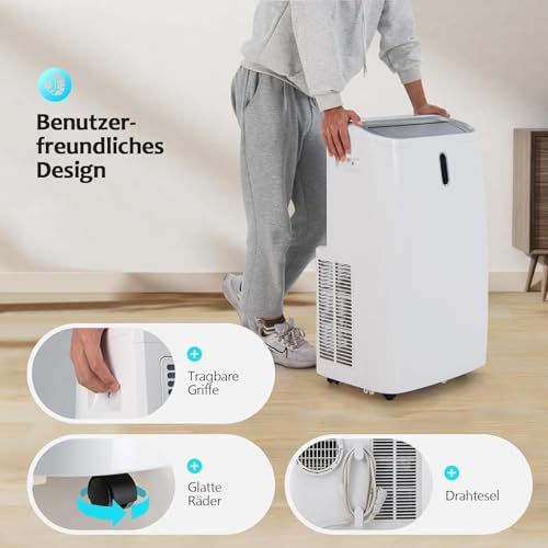 GOPLUS 16000 BTU Klimaanlage mobil, Klimagerät mit Abluftschlauch, 5 in 1: Kühlen & Heizen & Entfeuchten & Belüften & Schlafmodus, 4700W, 24H-Timer, App & Fernbedienung, ≤57dB, für Räume bis zu 150 m³