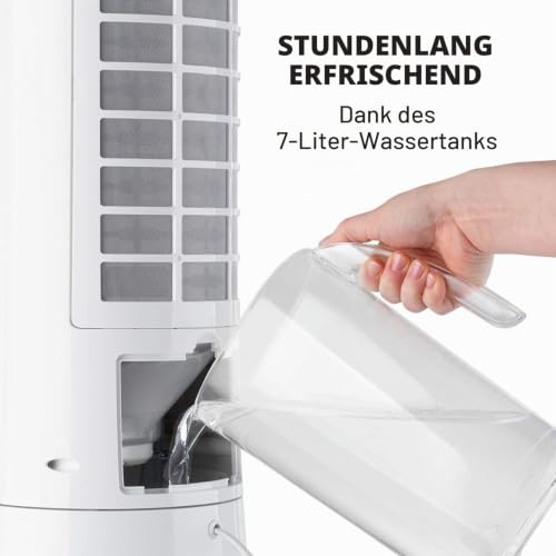 Klarstein Luftkühler mit Wasserkühlung, 5-in-1 Verdunstungskühler, Luftbefeuchter, Ventilator, Luftreiniger & Nachtmodus, Mobile Klimageräte Luftkühler 7L, 45 Watt Air Cooler, 132 m³/h Luftstrom