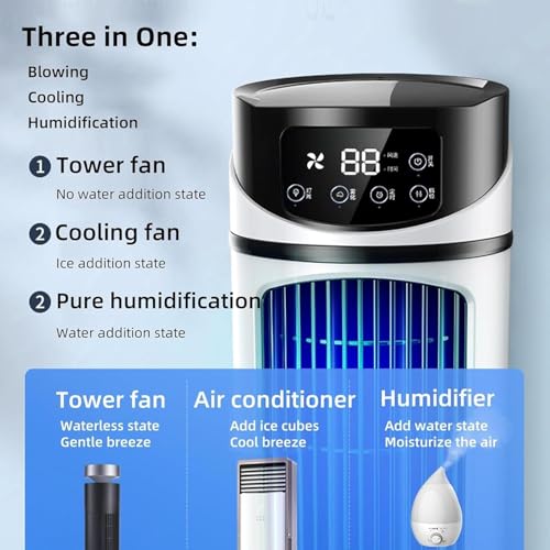 Tragbarer Mini-Kühler mit USB-Anschluss, 6 Geschwindigkeiten, 3 Modi, 300 ml Wassertank, Verdunstungskühlung für Reisen, Auto und Schreibtisch
