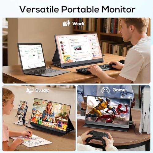 COOLHOOD Portable Monitor 15.6 Zoll, Tragbarer Monitor IPS 1080P FHD HDR, Mobiler Bildschirm with Mini HDMI/USB C, für Laptop, Mac, Gaming, PC, PS5