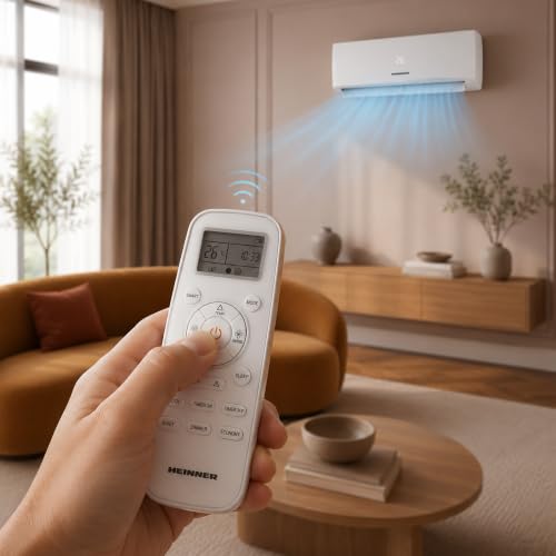 Heinner HAC-HSN12KIT++ Split-Klimaanlage Weiß, 12000 BTU, Inverter, Installationskit inklusive, A++ Kühlung, A+ Heizung, Turbo, iFEEL, Smart, Dimmer, 8°C-Heizfunktion, Silence, 24h Timer, Auto-Restart