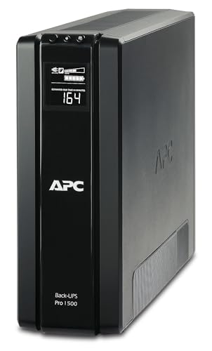 APC Back UPS PRO USV 1500VA Leistung - BR1500G-GR - inkl. 150.000 Euro Geräteschutzversicherung (6-Schuko Ausgänge, Stromsparfunktion, Multifunktionsdisplay)