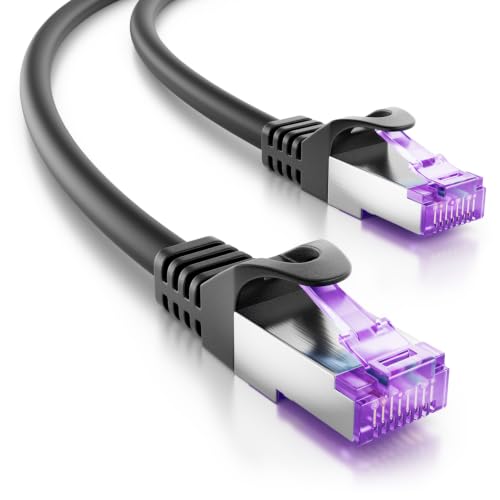 deleyCON 2m CAT7 Netzwerkkabel RJ45 10 Gigabit SFTP PiMF - Schwarz | Patchkabel Ethernet Kabel, Kupfer, für Highspeed LAN, DSL, Switch, Modem, Router, Patchpanel, CAT7 CAT6 CAT5