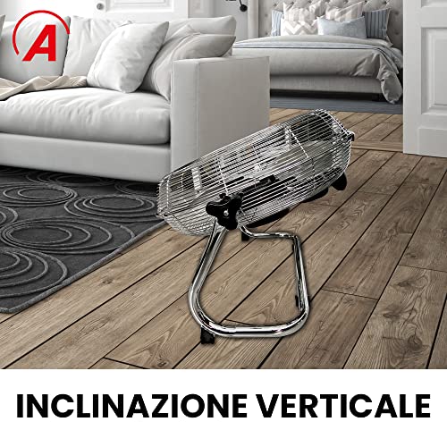 ARDES - AR5C40B 3-poliger geräuscharmer Bodenventilator BOXCHROME 40 - Chrom Bodenventilator mit vertikaler Neigung und manueller Steuerung - Ardes Kleiner 3-stufiger Bodenventilator