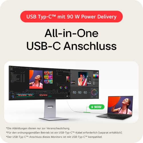 LG UltraWide 49U950A-W.AEU (49 Zoll) 32:9 Curved DQHD Nano IPS Monitor, 144Hz, AMD FreeSync™ Premium, DisplayHDR™ 400, USB-C (90W), Weiß