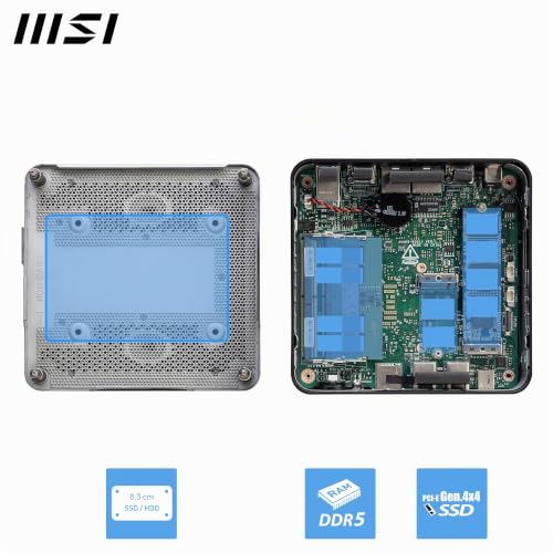 MSI Cubi NUC 1MG-023DE - Intel Core 3 Prozessor 100U, 8GB DDR5, 256GB M.2 SSD, USB 10Gbps Typ A Anschlüsse, Thunderbolt 4 & HDMI 2.1, Wi-Fi 6E, Bluetooth 5.3 - schwarz, Windows 11 Pro