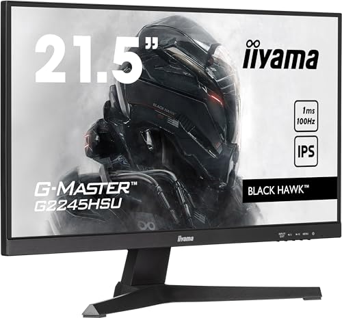 iiyama G-Master Black Hawk G2245HSU-B2 Full-HD IPS Gaming-Monitor | 54,5 cm, 21,5“,100Hz, 1ms MPRT, HDMI, DP, USB2.0, Lautsprecher, Kopfhöreranschluss, Adaptive Sync, Black Tuner, VESA, schwarz