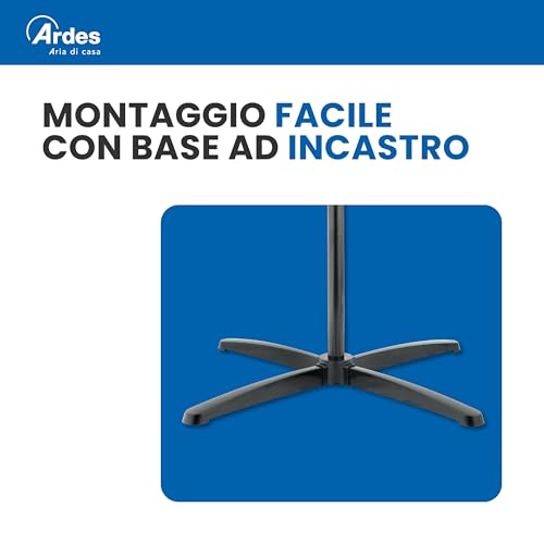 Ardes STEELO 40PN Standventilator 50W 40 cm mit Automatischer Oszillation, Höhen- und Neigungsverstellung, 3 Geschwindigkeiten, Total-Black-Design und 5 Flügel