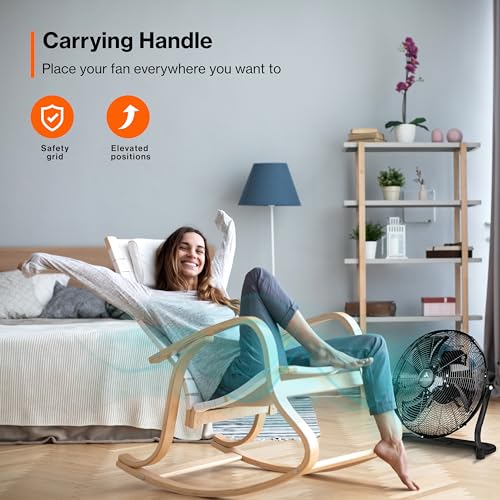 AERSON® Bodenventilator 30cm | Windmaschine mit 3-Leistungsstufen 55W | Standventilator Ventilator hoher Luftdurchsatz | Standlüfter Raumkühler aus Metall | Stufenloser Neigungswinkel bis 110 Grad