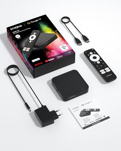 STRONG Leap-S3 4K UHD Google TV-Streamingbox Mit Ethernet-Port, 2GB RAM + 16GB Speicher, Integriertem Chromecast, WiFi, Google-Sprachsteuerung, HDR10+
