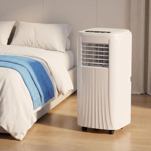 WOMGKDA Tragbarer Luftkühler 3-in-1 Ventilator Entfeuchter für Wohnung Büro Schlafzimmer, Kompakt 4 Geschwindigkeitsstufen Fernbedienung Schlafmodus UK Stecker, 10000 Btu, 10000 BTU