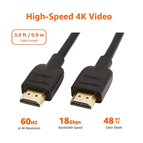 Amazon Basics HDMI-Kabel 4K@60Hz, 0,9m, 18 Gbit/s Hochgeschwindigkeit mit Ethernet, 2er-Set, Schwarz