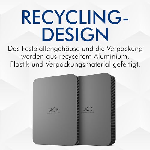 LaCie Mobile SSD Secure 500GB, 10Gbps USB 3.1 Type C, PC Mac iPad & iPhone, Space Grey, Includes Data Rescue Service (STKH500800)