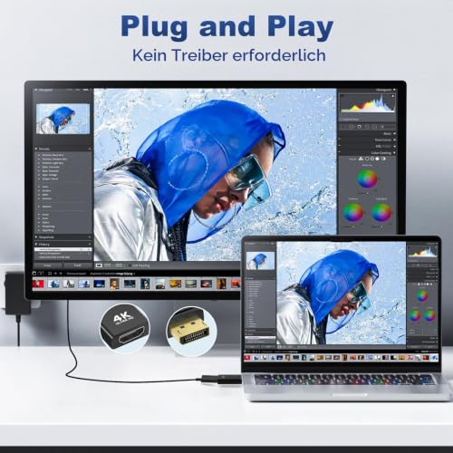 Vemfay 4K Displayport auf HDMI Adapter, 2 Stück Unidirektional DP zu HDMI, 4K@30Hz/ 2K@60Hz/ 1080P@120Hz, Adapter Displayport auf Hdmi Kompatibel mit Laptop, Projector, Monitor, TV, AMD, GPU