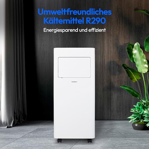 MEDION Mobile Klimaanlage mit Abluftschlauch E701 (7000 BTU, mobil, inkl. Fensterabdichtung, bis 25m², 3in1 Kühlen Entfeuchten Ventilieren, Schlafmodus, MD 37730)