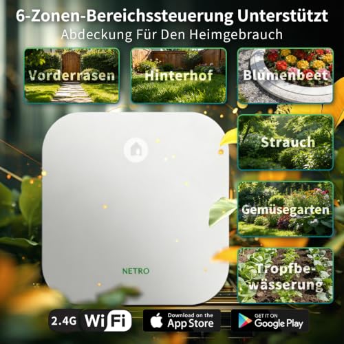 Netro Sprite 6 Zonen Bewässerungscomputer WLAN App-Steuer Für Rasen Garten