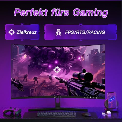 Amzfast Gaming Monitor 32 Zoll Curved 240Hz, 1920x1080, 1ms MPRT, 1500R, Adaptive-Sync, 90% DCI-P3, 120% sRGB, 300cd/m², HDMI 2.0 & DisplayPort 1.4 (AMZG32C3F)
